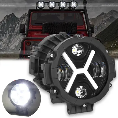 7'' Black LED Pods Work Light Bar Round Driving Fog Headlight Truck Off Road US • $34.19