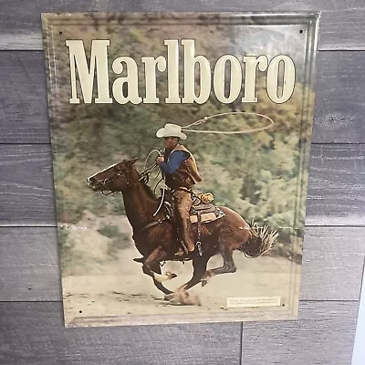 Vintage Marlboro Cigarette Sign Tin Metal Camel Winston Marlboro Man Cowboy￼ • $49.99