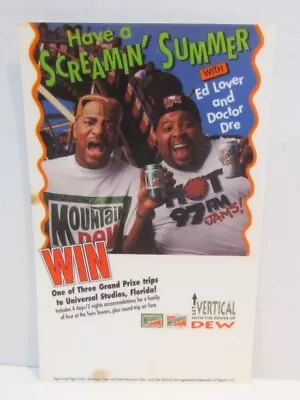 MOUNTAIN DEW SODA 1990's ED LOVER & DOCTOR DRE WINDOW CLING COOLER DECAL SIGN • $11.99