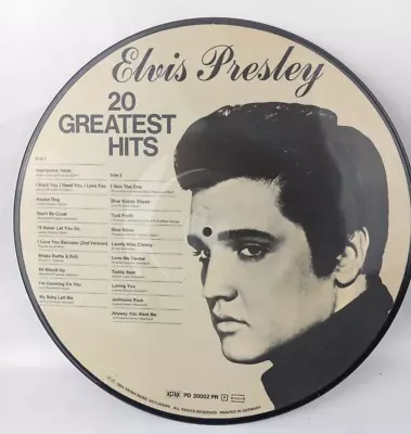 Elvis Presley 20 Greatest Hits Picture Disc Lp Record Germany 1984 • $19.99