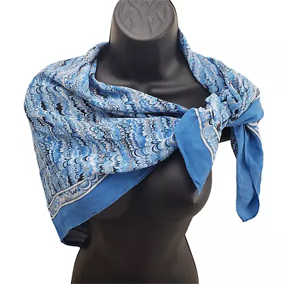 Da Maren Women's Scarf Blue Scallop Design Motif 32/32  Wrap • $22.40