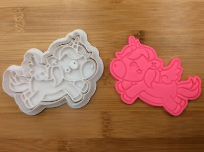 Cartoon Unicorn Kids Birthday Cookie Stamp Cutter Fondant Embosser • $9.80