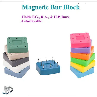Dental Bur Block Magnetic Lab Holder Station Holds 28 Burs 7/8 Burs  FG HP RA • $13.98