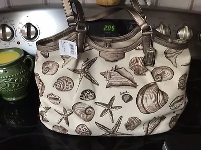 NWT Coach Signature Beach Shell Print Starfish Shoulder Bag Tote F29063 • $249.99