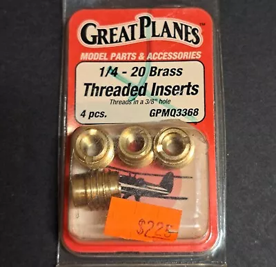 Original Great Planes RC Plane Part #3368 - 1/4-20 Brass Threaded Inserts X4 NOS • $16.95