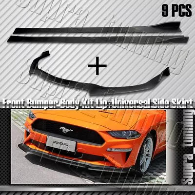 Matt Black GT-Sty For Ford Mustang Front Bumper Lip + Side Skirt Rocker Splitter • $108.88