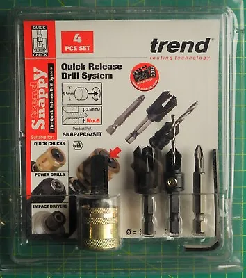 £31.99 • Buy Trend Snappy Hex Plug Cutter Snap/qc + Drill Countersink Set Snap/pc6/set Bnip