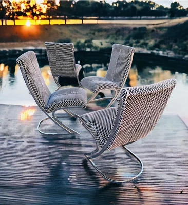 $1400 • Buy Splendid Set Of Four Mid Century Cantilevered Chairs By Pierre Cardin 