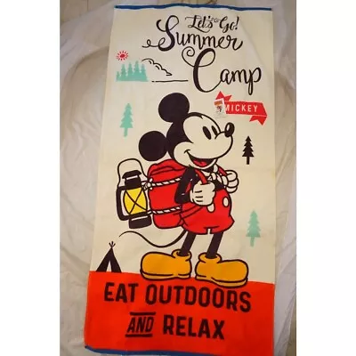 Disney Store Japan Mickey Mouse Large Bath Towel Let's Go Camp Limited • $49.99
