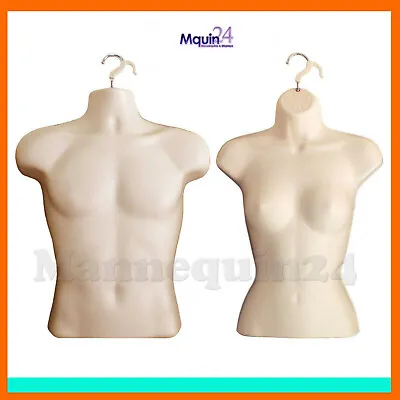 $54.85 • Buy Set Of Male & Female Torso Hanging Mannequins In Flesh Hollow Back Body Forms