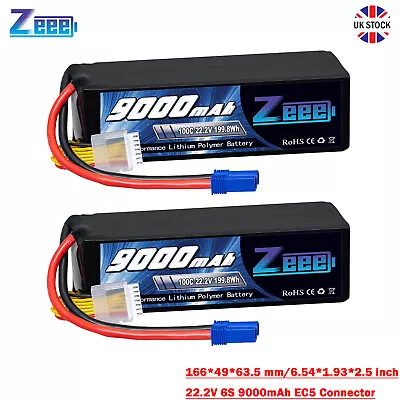 £219.99 • Buy 2X Zeee 22.2V 6S LiPo Battery 9000mAh 100C EC5 For RC Car Truck FPV Desert Racer