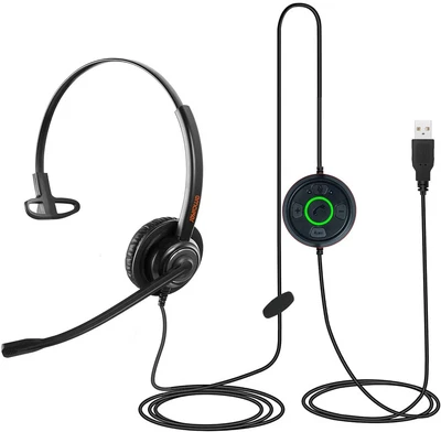 £9.49 • Buy USB Wired Call Centre Single Headset With Microphone Noise Cancelling PC Laptop