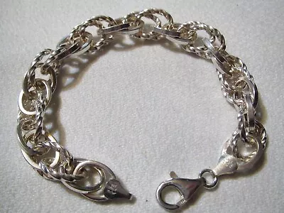 Sterling Silver  8  Milor Italy Triple Link Fancy Bracelet - 15.4 Grams • $19.99
