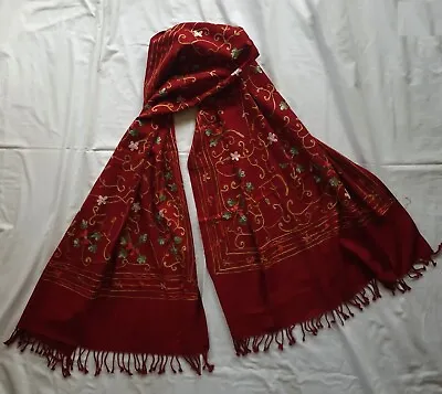 Kashmiri Hand  Embroidered Crewel Work Wool Shawl • £15.50