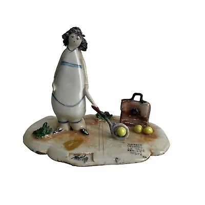 Vintage ZamPiva Figurine Woman Pastelceramica Made Italy Signed Rare • $37.50