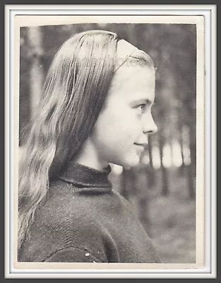 Pretty Young Girl Teen Long Hair Beautiful Head Face In Profile Vintage Photo • $9.99