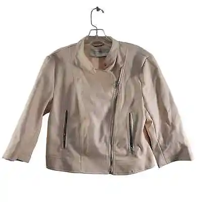 Zara Basic Peach Cropped  Faux Leather Crop Jacket Size XL 4923-0217 • $40.80