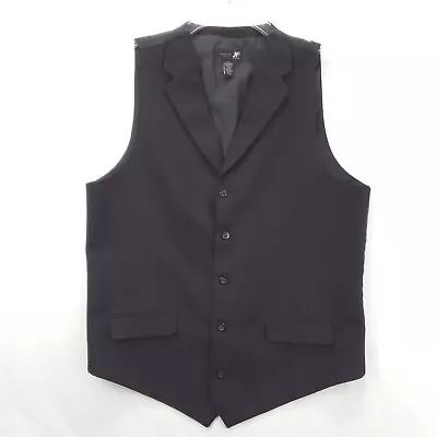 J Ferrar Vest Waistcoat Men Medium Black Polyester Modern Fit Notch Lapel Button • $22.22