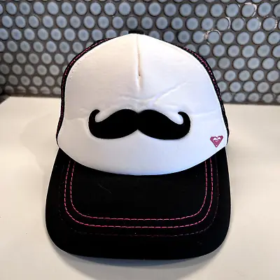Roxy Mustache Hat Cap White White Black Pink Hat Snapback Trucker Graphic Logo • $12