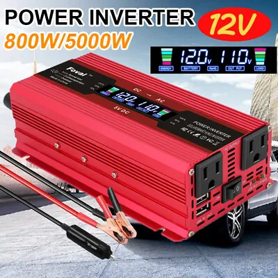 2000W Power Inverter DC 12V To AC 110V 120V Converter Caravan LCD Car Plug Van • $40.49