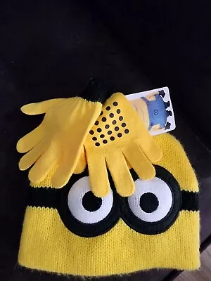 NWT Minion Gloves Hat Beanie Set Kid Boys Girls Winter • $6.99