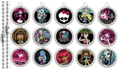 15 Monster High Silver Bottle Cap Necklaces Set 2 • $16.49