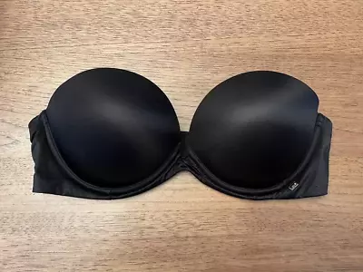 Victoria's Secret Black Satin 36C Very Sexy Push Up Add Strapless Multiway Bra • $20.99