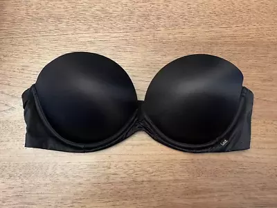 Victoria's Secret Black Satin 38B Very Sexy Push Up Add Strapless Multiway Bra • $20.99