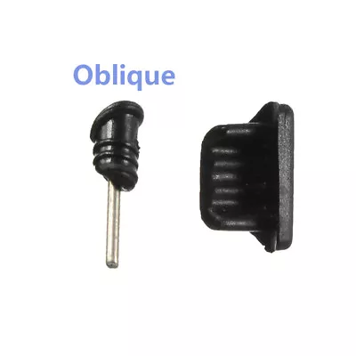 Oblique Head 3.5mm Earphone Jack & Micro USB Cell Phone Port Cover Cap Dust X • $1.39