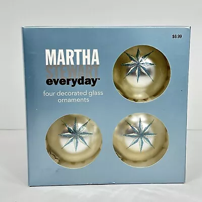 Martha Stewart Everyday Decorated Glass Christmas Ornaments Set Of 4 • $13.49