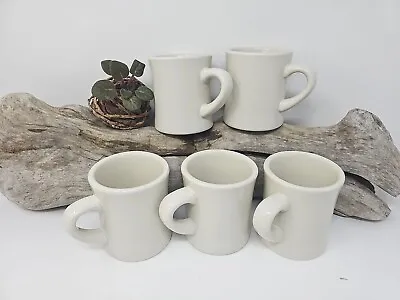 Mixed Lot Of 5 Vintage Coffee Mug Heavy Diner Cups (Off-White Cream Unmarked)  • $24.85