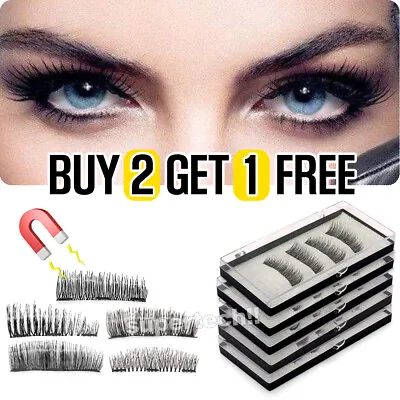$6.45 • Buy NEW!Magnetic Eyelashes With 3 Magnets Handmade 3D Natural False Lashes & Tweezer