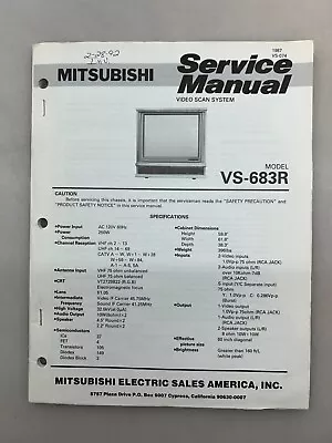 Mitsubishi VS-683R Original Service Manual Free Shipping • $10