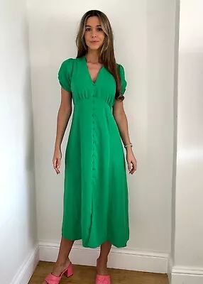 Brand New Wallis Apple Green Button Through Short Sleeve Dress Sizes 8-20 • £20