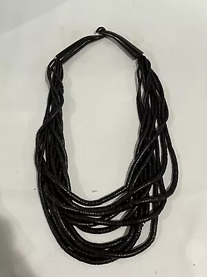 Vtg Gerda Lynggaard Monies Necklace Beaded Black Coconut Bead 12 Strand Unsigned • $90