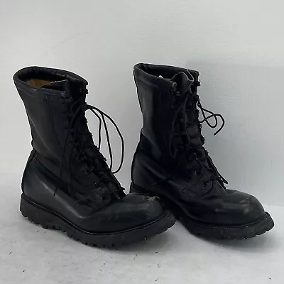 VTG Vibram Black Leather Lace Up Quilt Lined Military Combat Ankle Boots Mens 9W • $99.95