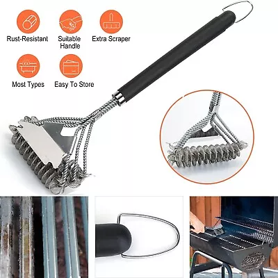 BBQ Grill Cleaning Brush Scraper Bristle Stainless Steel Barbecue Cleaner Tool • $20.99