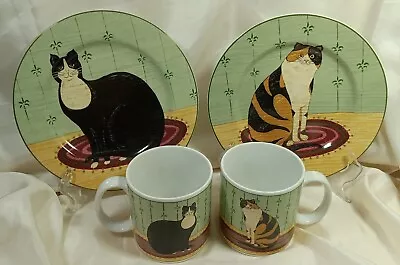 Set Of 2 Sakura Warren Kimble Fat  Collection Salad Dessert Plates + Mugs Cup • $25