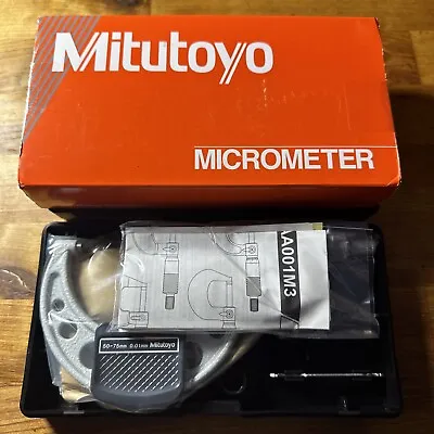 Mitutoyo Micrometer 50-75mm 0.01mm Metric 103-139-10 Japan - New • $115