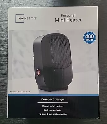 MAINSTAYS Personal Mini Electric Ceramic Heater 400W Indoor Compact 120V (BLACK) • $15