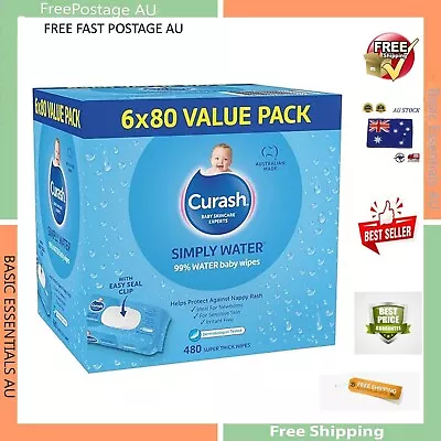 Curash Simply Water Baby Wipes - Ideal For Newborns - PH Balanced-Thick And Soft • $29.99