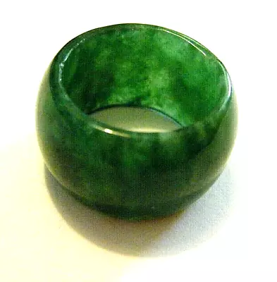 Estate Vintage Small Wide Jadeite Jade Ring / Band Imperial Green 3.5 Sz • $175