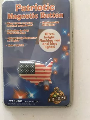 Vintage Patriotic Magnetic Button Ulta Bright Flashing  Lights American Flag • $5.99