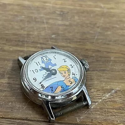 $14.95 • Buy Vintage Cinderella Windup Watch Clock Strikes Twelve 12 Rare Face No Band