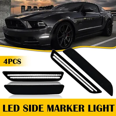 $38.99 • Buy For 2010-2014 Ford Mustang Smoked Lens Front & Rear LED Side Marker Lights 4PCS