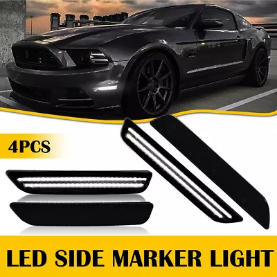 $38.99 • Buy For 2010-2014 Ford Mustang Smoked Lens Front & Rear LED Side Marker Lights 4PCS