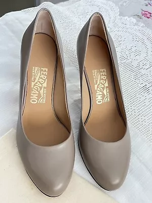 Salvatore Ferragamo Grey Opal ‘Tamina' Heels In Original Box Size 5.5C • $530