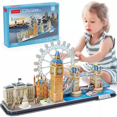 CubicFun 3D Puzzles UK London Bridge Big Ben City Skyline Jigsaw Puzzle For Kids • £24.99