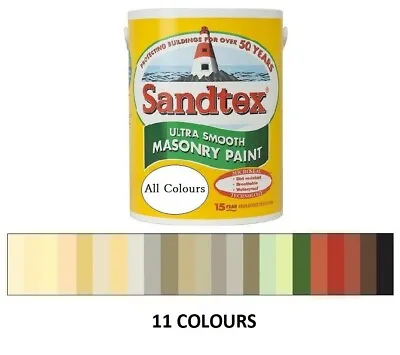 Sandtex -  Masonry Paint 2.5L - Ultra Smooth - Quality Waterproof - 11 Colours • £19.89