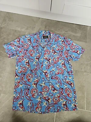 Blue And Red Paisley Pattern Short Sleeve Shirt. XS. • £5.99